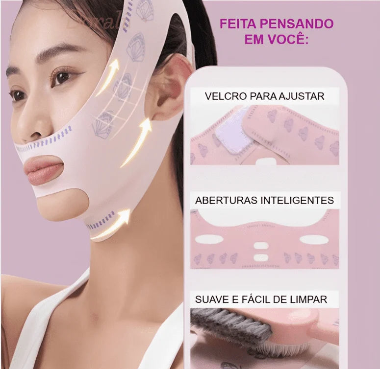 Máscara de Contorno Facial - Suaviza Rugas, Papada e Modela o Rosto