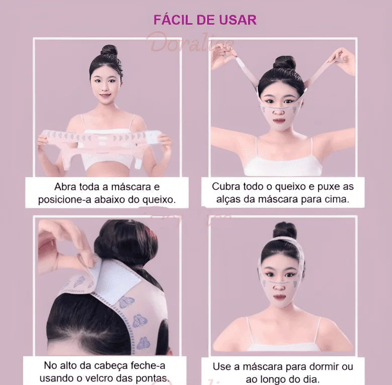 Máscara de Contorno Facial - Suaviza Rugas, Papada e Modela o Rosto